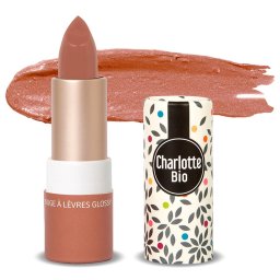 Ruj BIO stralucitor Nude Moka, cu unt shea, ulei ricin si ceara vegetala Charlotte Bio