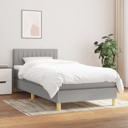 Pat box spring cu saltea, gri deschis, 90x200 cm, textil GartenMobel Dekor