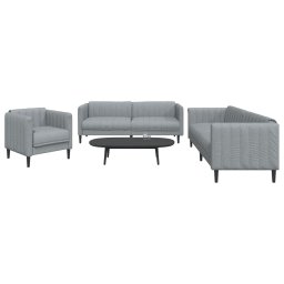 Set de canapele, 3 piese, gri deschis, textil GartenMobel Dekor