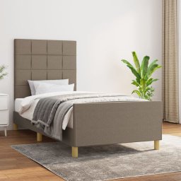 Cadru de pat cu tablie, gri taupe, 90x190 cm, textil GartenMobel Dekor