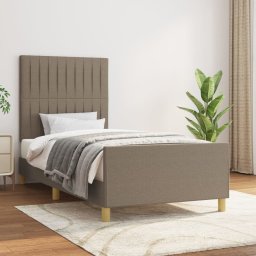 Cadru de pat cu tablie, gri taupe, 90x190 cm, textil GartenMobel Dekor