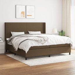 Pat box spring cu saltea, maro închis, 200x200 cm, textil GartenMobel Dekor
