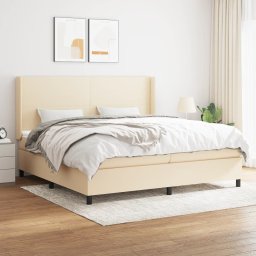 Pat box spring cu saltea, crem, 200x200 cm, textil GartenMobel Dekor
