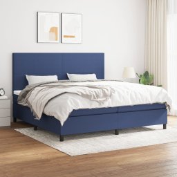 Pat box spring cu saltea, albastru, 200x200 cm, textil GartenMobel Dekor