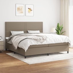 Pat box spring cu saltea, gri taupe, 200x200 cm, textil GartenMobel Dekor