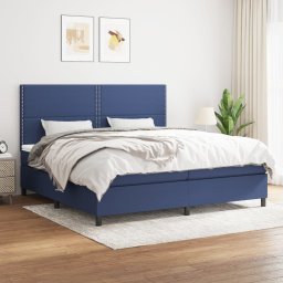 Pat box spring cu saltea, albastru, 200x200 cm, textil GartenMobel Dekor