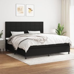 Pat box spring cu saltea, negru, 200x200 cm, textil GartenMobel Dekor