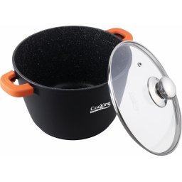 Oala cu capac Heinner, 24 cm x 16.5 cm, 6.3 L, aluminiu turnat, Negru