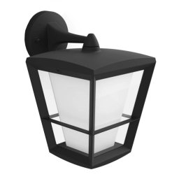 Aplica exterior LED RGBW integrat Philips Econic HUE, control inteligent cu Hue Bridge, 15W (79W), 1150 lm, lumina alba/color, IP44, metal/sticla, varf jos, Negru