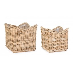Set 2 cosuri ratan natur Haris 50x50x50 cm, 64x64x64 cm