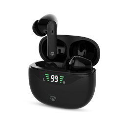 Nedis HPBT2450BK - Căști wireless cu ANC, 320 mAh + 2x 40 mAh, negru
