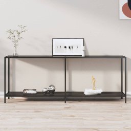 Masa consola, negru, 200x35x75,5 cm, sticla securizata GartenMobel Dekor