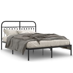 Cadru de pat metalic cu tablie, negru, 140x190 cm GartenMobel Dekor