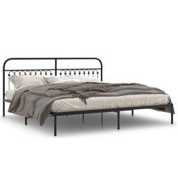Cadru de pat metalic cu tablie, negru, 193x203 cm GartenMobel Dekor