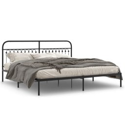 Cadru de pat metalic cu tablie, negru, 200x200 cm GartenMobel Dekor