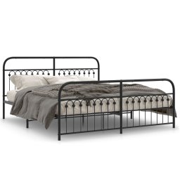 Cadru pat metalic cu tablii de cap/picioare, negru, 183x213 cm GartenMobel Dekor