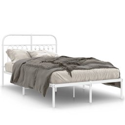 Cadru de pat metalic cu tablie, alb, 120x190 cm GartenMobel Dekor