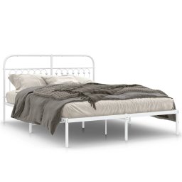 Cadru de pat metalic cu tablie, alb, 150x200 cm GartenMobel Dekor