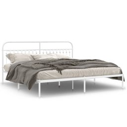 Cadru de pat metalic cu tablie, alb, 200x200 cm GartenMobel Dekor