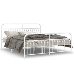 Cadru de pat metalic cu tablie de cap/picioare, alb, 183x213 cm GartenMobel Dekor