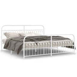 Cadru de pat metalic cu tablie de cap/picioare, alb, 193x203 cm GartenMobel Dekor