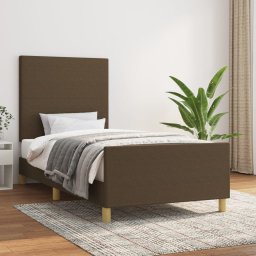 Cadru de pat cu tablie, maro închis, 90x190 cm, textil GartenMobel Dekor