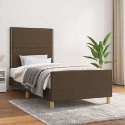 Cadru de pat cu tablie, maro închis, 90x190 cm, textil GartenMobel Dekor