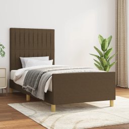 Cadru de pat cu tablie, maro închis, 90x190 cm, textil GartenMobel Dekor