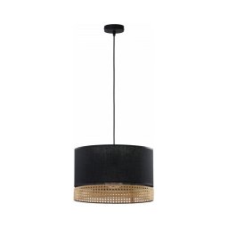 Lustră pe cablu PAGLIA 1xE27/15W/230V negru/ratan