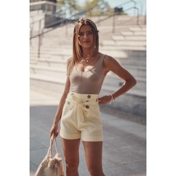 Yellow women's high-waisted shorts