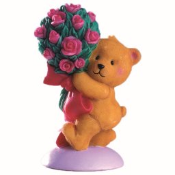 Decor tort rasina ursulet cu trandafiri 7 cm