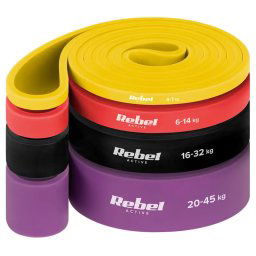 Set 4 benzi elastice latex power band REBEL Active RBA-3000-S4, 4-45kg, Color