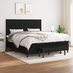 Pat box spring cu saltea, negru, 160x200 cm, textil GartenMobel Dekor
