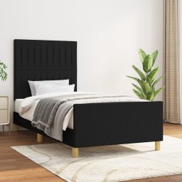 Cadru de pat cu tablie, negru, 90x190 cm, textil GartenMobel Dekor