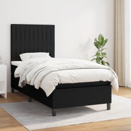 Pat box spring cu saltea, negru, 90x200 cm, textil GartenMobel Dekor