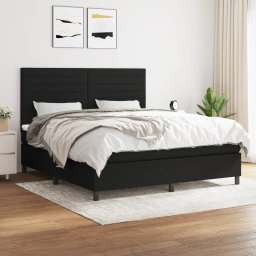 Pat box spring cu saltea, negru, 160x200 cm, textil GartenMobel Dekor