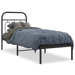 Cadru de pat metalic cu tablie, negru, 75x190 cm GartenMobel Dekor