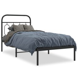 Cadru de pat metalic cu tablie, negru, 90x190 cm GartenMobel Dekor