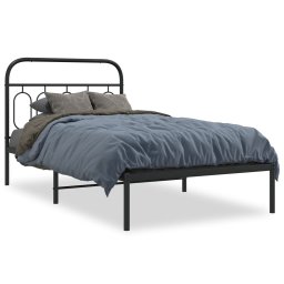 Cadru de pat metalic cu tablie, negru, 100x190 cm GartenMobel Dekor