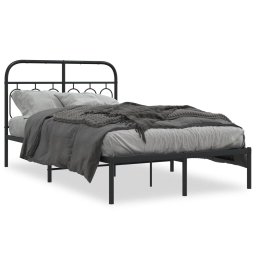 Cadru de pat metalic cu tablie, negru, 120x190 cm GartenMobel Dekor