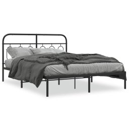 Cadru de pat metalic cu tablie, negru, 135x190 cm GartenMobel Dekor