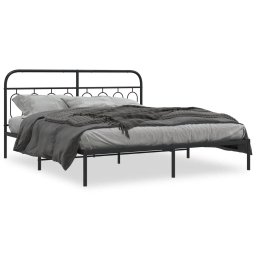 Cadru de pat metalic cu tablie, negru, 183x213 cm GartenMobel Dekor