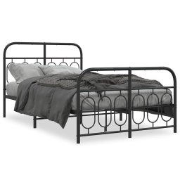 Cadru pat metalic cu tablie de cap/picioare, negru, 120x190 cm GartenMobel Dekor