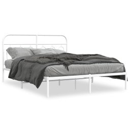 Cadru de pat metalic cu tablie, alb, 140x190 cm GartenMobel Dekor