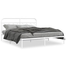 Cadru de pat metalic cu tablie, alb, 183x213 cm GartenMobel Dekor