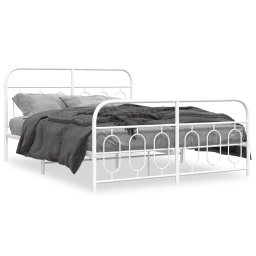 Cadru de pat metalic cu tablie de cap/picioare, alb, 140x190 cm GartenMobel Dekor