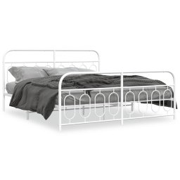 Cadru de pat metalic cu tablie de cap/picioare, alb, 183x213 cm GartenMobel Dekor