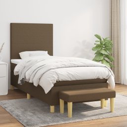 Pat box spring cu saltea, maro închis, 100x200 cm, textil GartenMobel Dekor