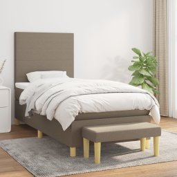 Pat box spring cu saltea, gri taupe, 100x200 cm, textil GartenMobel Dekor