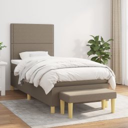 Pat box spring cu saltea, gri taupe, 90x190 cm, textil GartenMobel Dekor